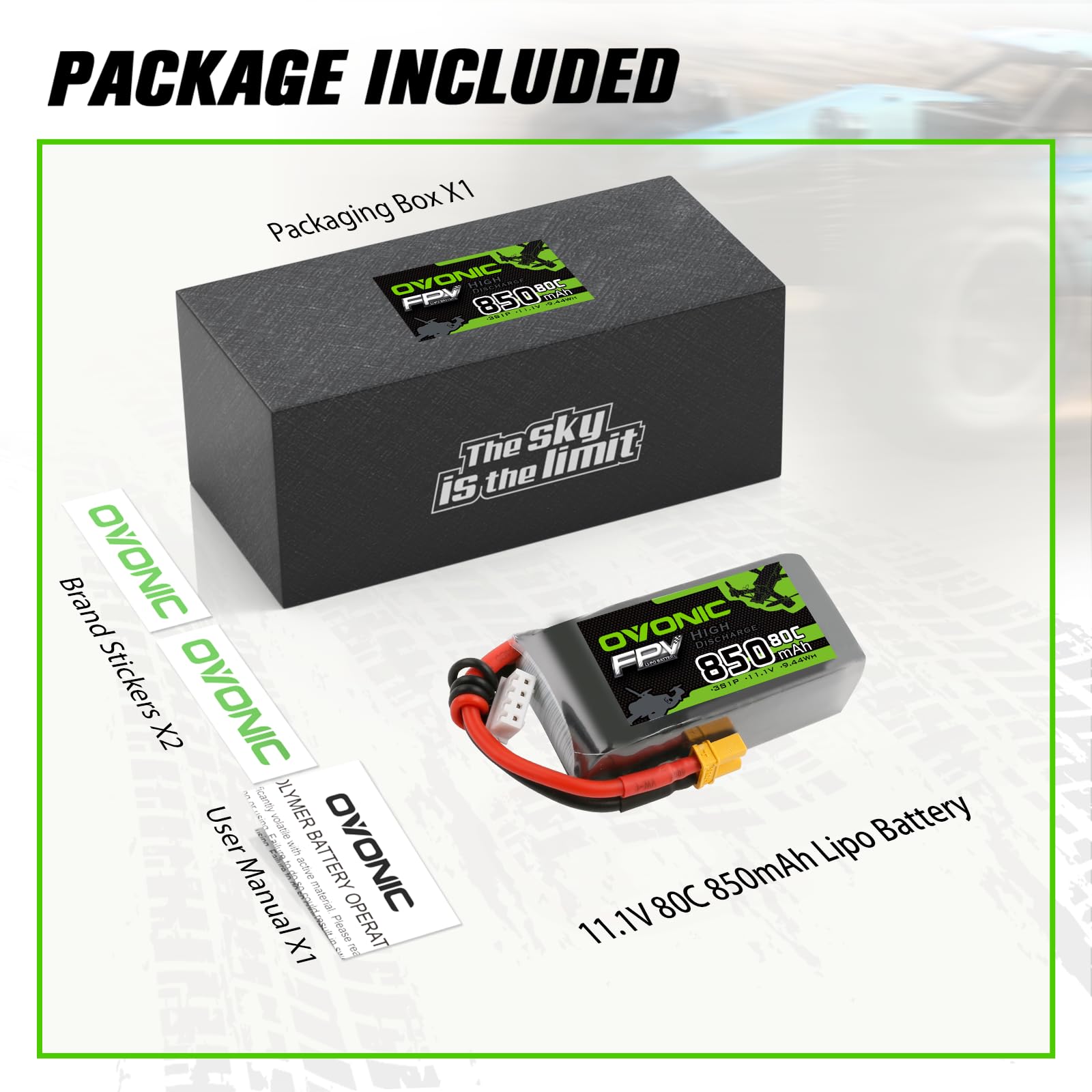 Amazon.com: OVONIC 3S Lipo Battery 80C 850mAh 11.1V Lipo Battery